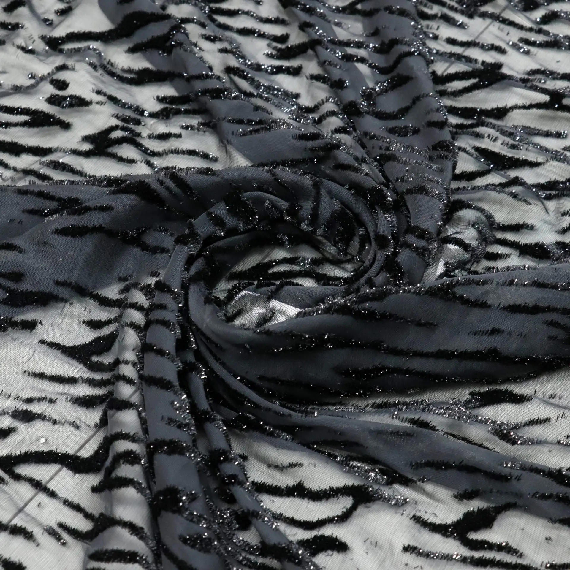

5360 Woven Brocade Sticky Velvet Nylon Polyester Semi-Bright Silk Burnt out Fabric Nightdress Cheongsam and Dress