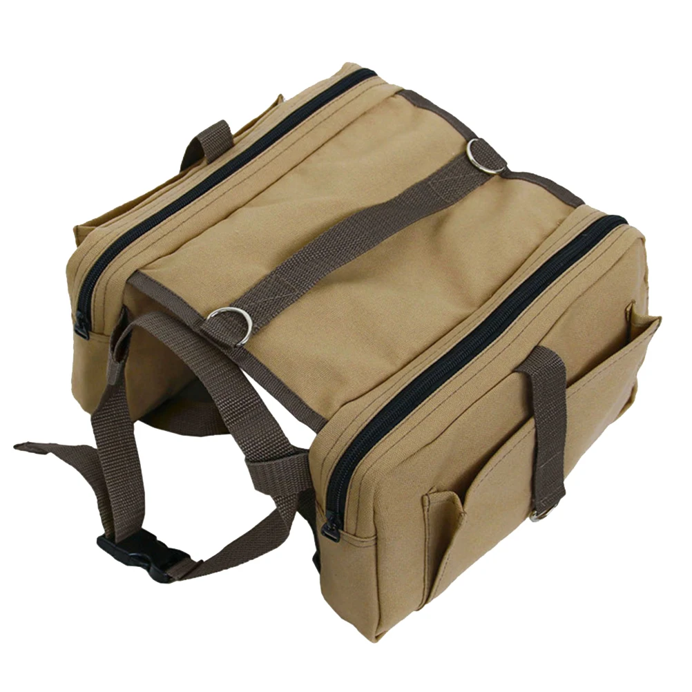 

Dog Backpack Durable Waterproof Canvas Small Dogs Outdoor Gear Pockets Snacks Water Hiking Camping Saddlebag Adjustable Straps
