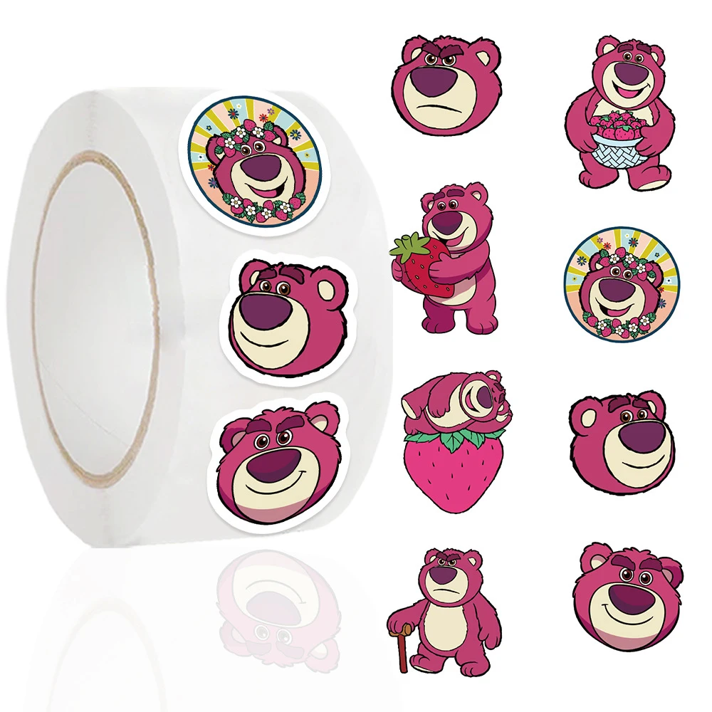 500pcs/Roll Kawaii Disney Toy Story Stickers Lotso Bear Cartoon Sealing Labels Cute Anime Decoration Decals Toys Gifts