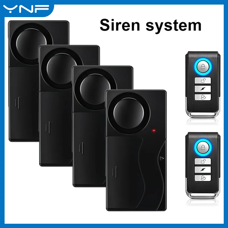 YNF New 110dB Door And Window Vibration Alarm Wireless Anti-Theft Alarm With Remote Control Home Bicycle Security Burglar Alarm