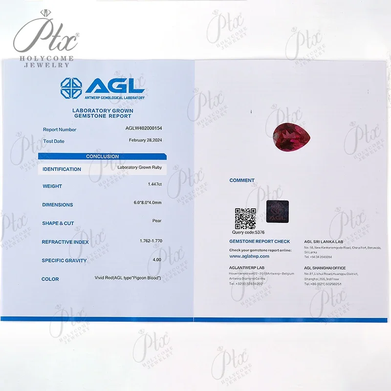 Laborgezüchteter Rubin, Kissenform, Taubenblutrot, Farbe wählbar, AGL-Zertifikat, Edelstein, hochwertige Materialien für die Schmuckherstellung, DIY – Detail 11