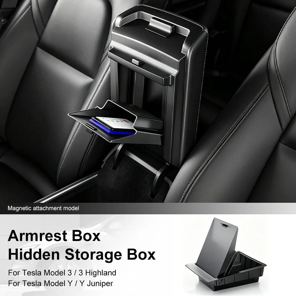  Car Center Armrest Box Hidden Storage Box for Tesla Model 3 / 3 Highland Model Y / Y Juniper Car Interior Organizers Storage