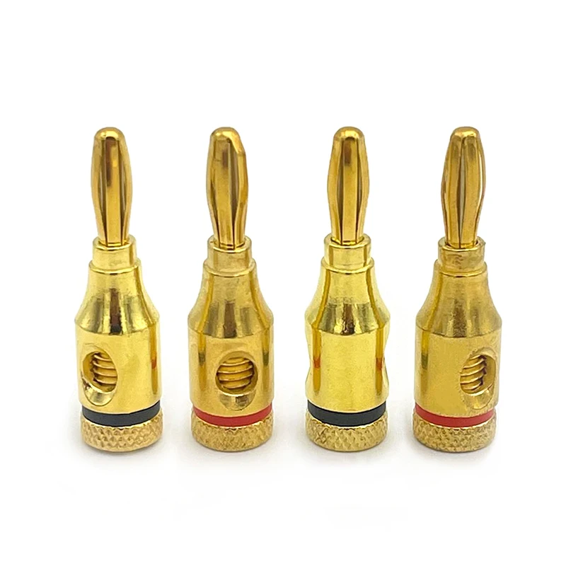 

4pcs Gold Plated Speaker 4mm Banana Plugs Open Screw Type Connector for Speaker Wire Home Theater