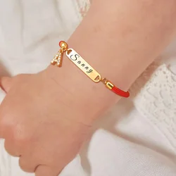 Benutzer definierte Anfangs buchstaben Name Armband für kleine Mädchen Junge, personal isierte Geburtstags geschenk, rote Faden Seil Armband verstellbar