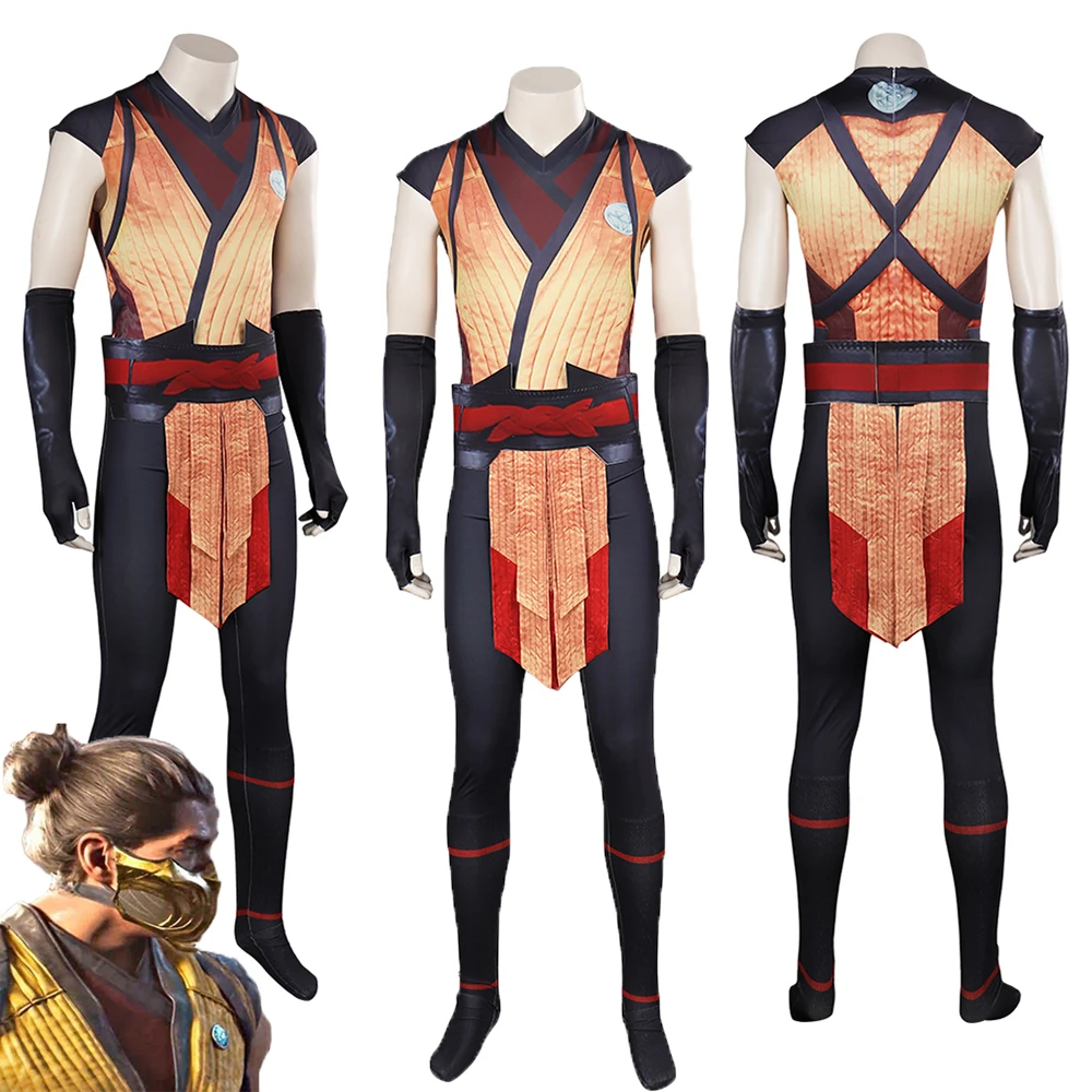 Disfraz de Cosplay de escorpión Mortal Kombat para hombre, mono estampado, máscara, trajes para adultos, juego de Carnaval de Halloween, traje de juego de rol