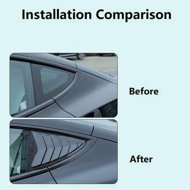 For Tesla Model 3+ Rear Side Blind Window Rear Triangle Window Spoiler Louver Carbon Fiber New Model3 Highland 2024 Accessories view 2