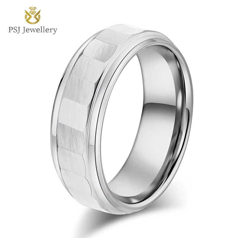 

Модные Роскошные ювелирные изделия PSJ оптом 8 мм граненые серебряные/Золотые/черные кольца из карбида вольфрама для мужчин обручальные кольца