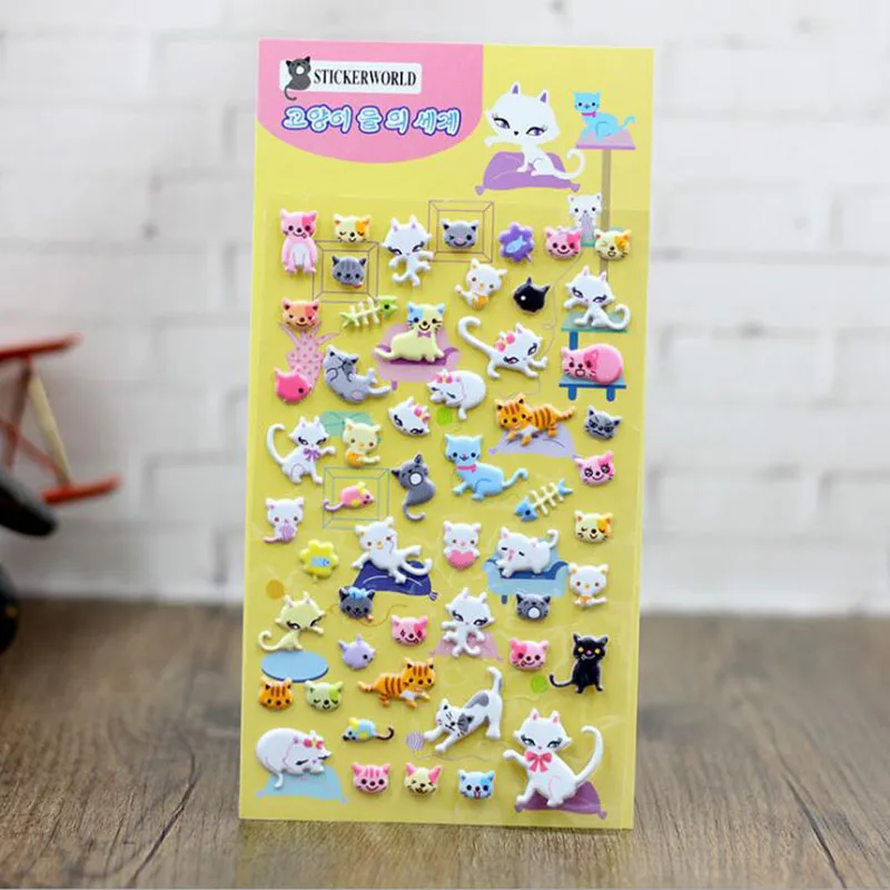 2pcs Miss Cute Cartoon Cute Kawai 3D Bubble Sticker Collage Collage Creative Stationery Gift Kids Garden