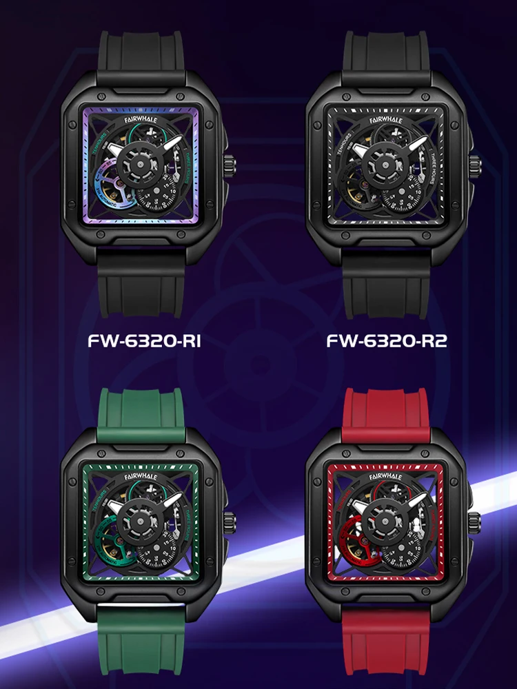 

41mm Men's Automatic Watch Elegant Man Watches Install Automatic Mechanical Movement Transparent Back Cover Man Sports Watch