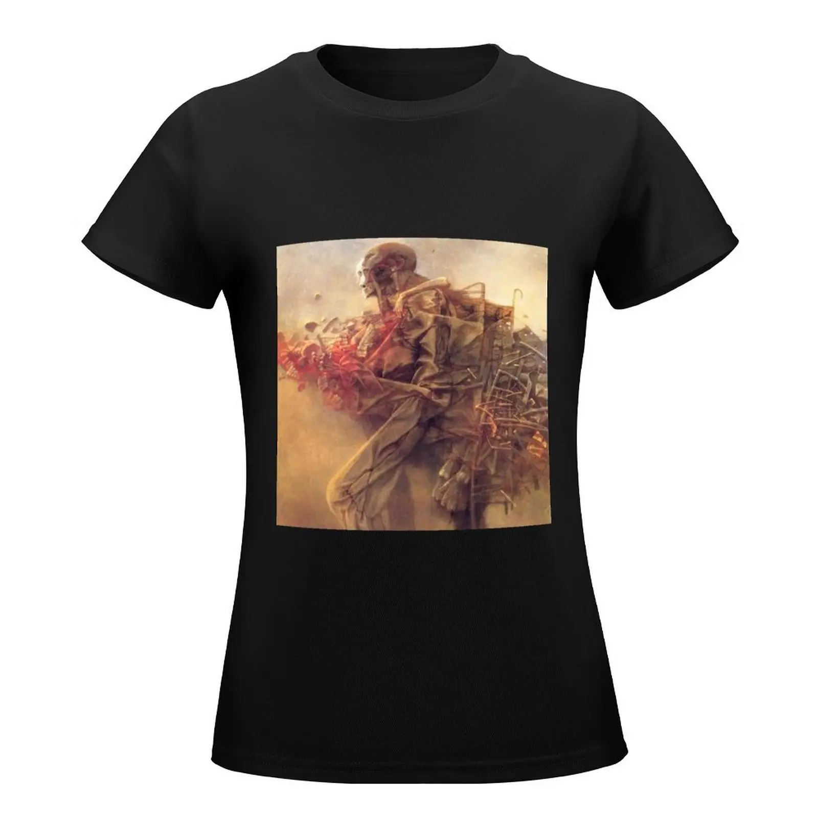 เสื้อยืดสตรี Zdzislaw beksinski เสื้อยืด MODE Korea ทรงหลวม