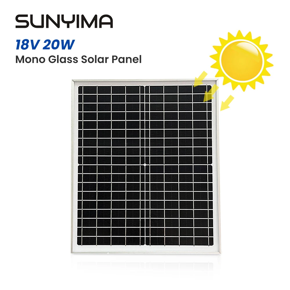 

SUNYIMA 20W 18V Solar Panel Monocrystalline Silicon 420*320mm Solar Photovoltaic Cell Home Outdoor Power Supply