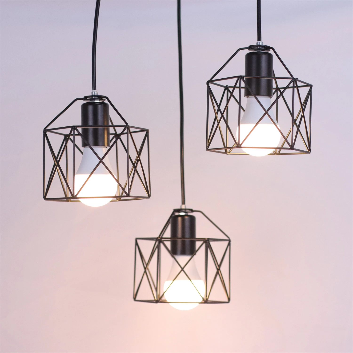 JOYINLED Retro Pendant Lamp Iron Frame Ceiling Lighting Restaurant Teahouse Chandelier Indoor Wrought Metal Modern Pendant Light