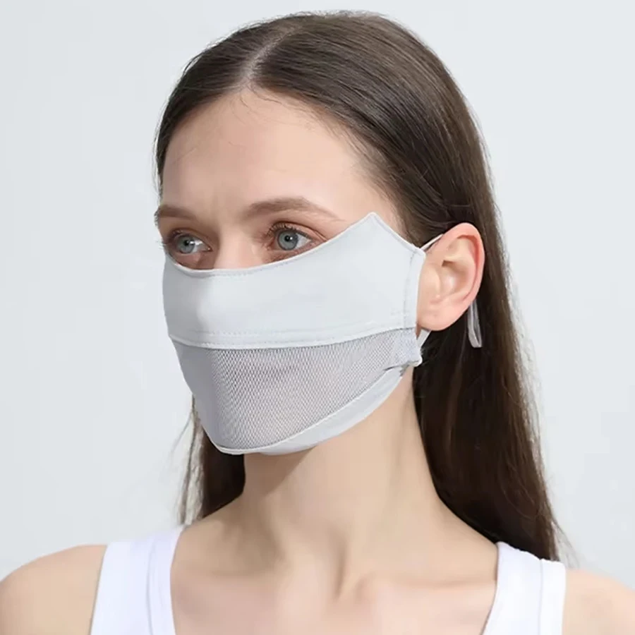 Ice Silk Mask for Women Thin Mesh Breathable Mask Summer Sunscreen Face Scarf Outdoor Cover Hiking Riding Running Sport Mask