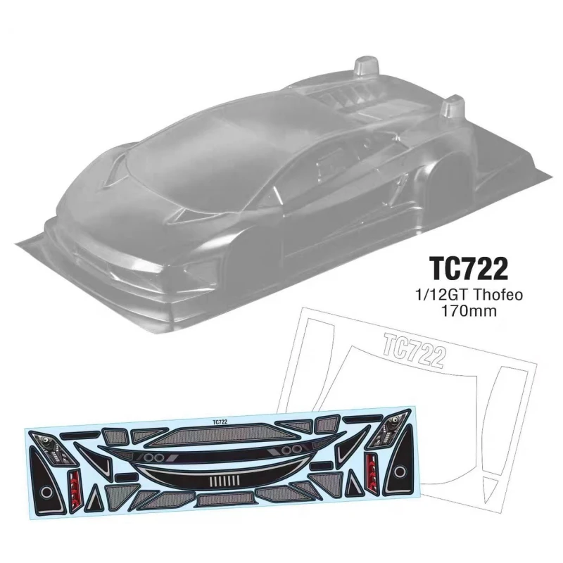 

TC722 1/12GT Thofeo Clear Body shell W/Rear spoiler for 208mm Chassis Rc drift car