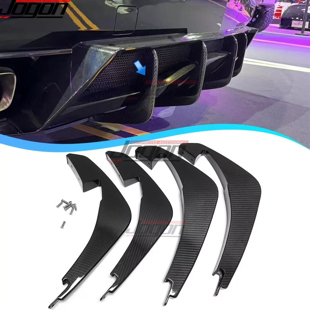 Real Carbon Rear Air Diffuser Splitter Low Fins For C8 Corvette Stingray Z51 Coupe 2020 2021 2022 2023-2025 Exterior Accessories