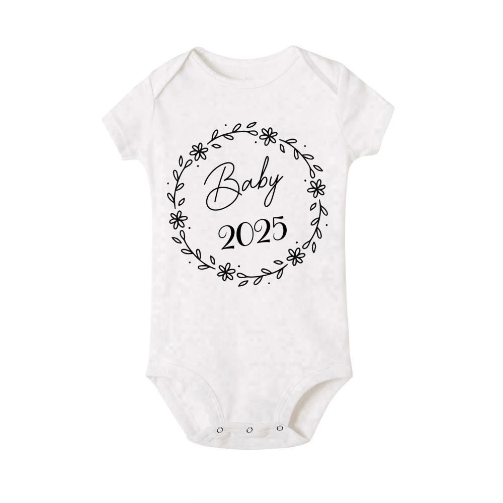 New Years Day&Baby 2025 Print Babys Romper Short Sleeve Round Neck Infant Bodysuit Casual Fashion Comfy Jumpsuit Best Gifts