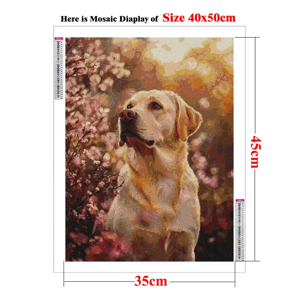 DIY Diamond Painting Yellow Labrador Dog Portrait Diamond Mosaic Kit Full Drill Rhinestone Mosaic Pictures Lab Owner Gifts