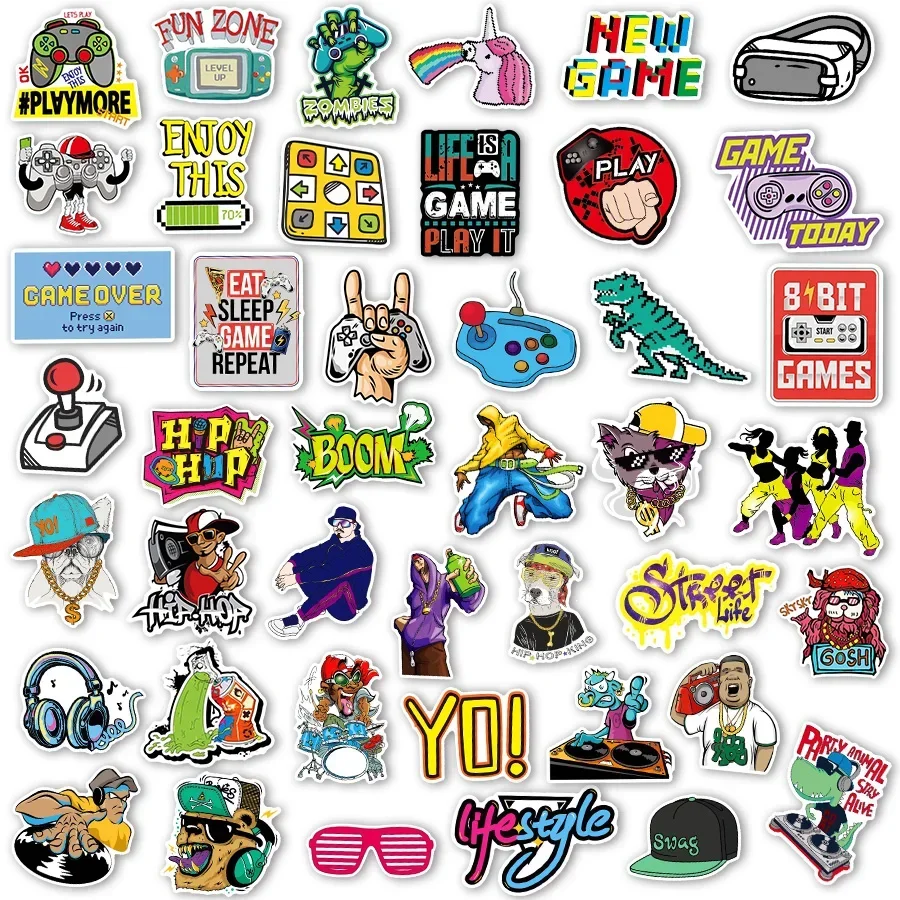 100PCS Vintage Video Game Hip Hop Rock Stickers for Laptop Skateboard Car Bike Phone Fridge Waterproof Graffiti Sticker Decal