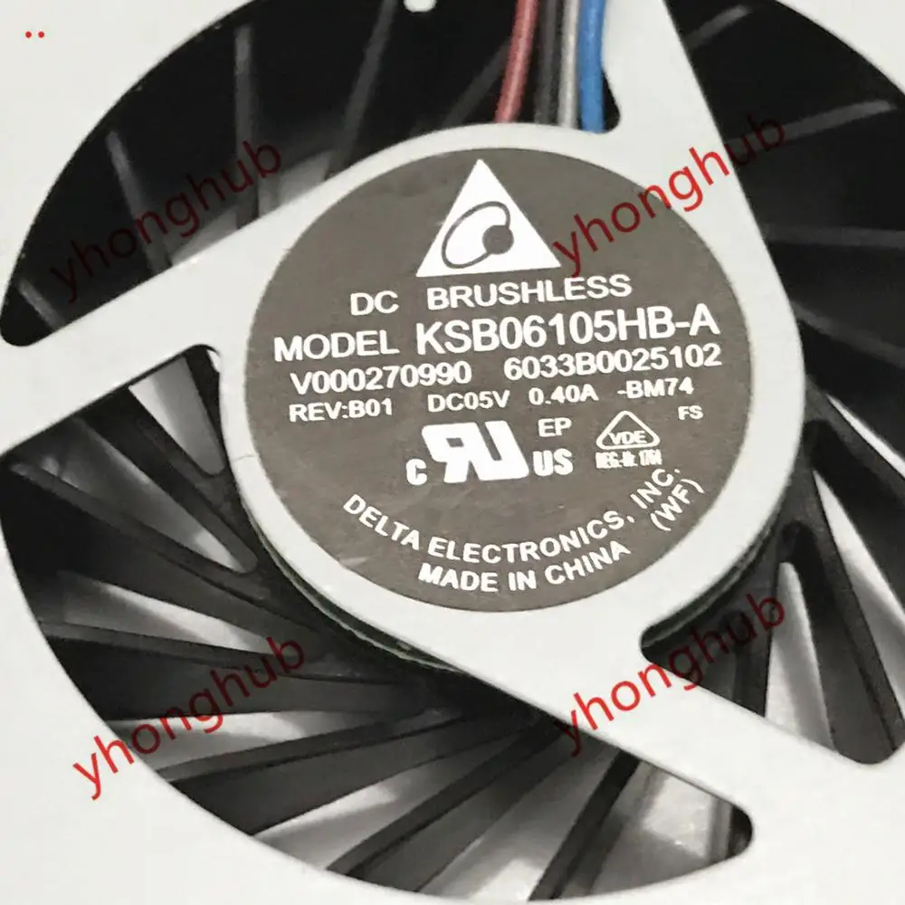 دلتا إلكترونيات KSB06105HB-A BM74 Matrimaxmini تيار مستمر 5 فولت 0.40A 4-سلك خادم مروحة التبريد