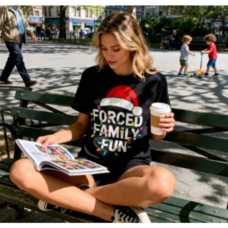 

Забавная рубашка Forced Family, женская рождественская пижама, футболка