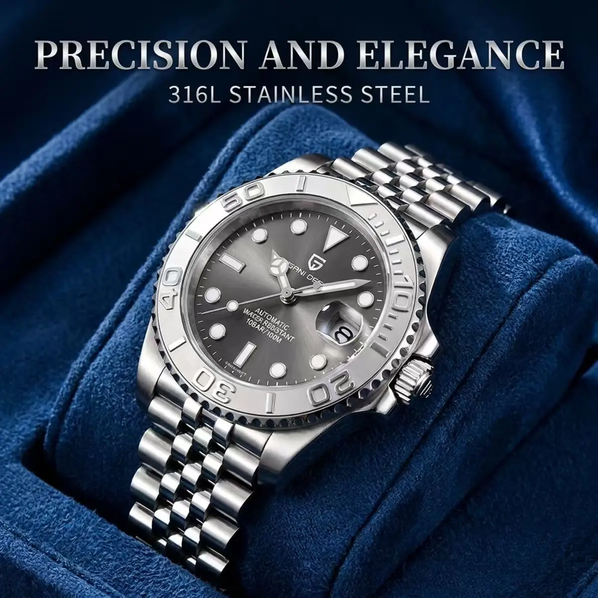 PAGANI DESIGN Casual Business Men's Mechanical Watch Stainless Steel Luxury Sapphire Automatic Watch 100M Waterproof Clock