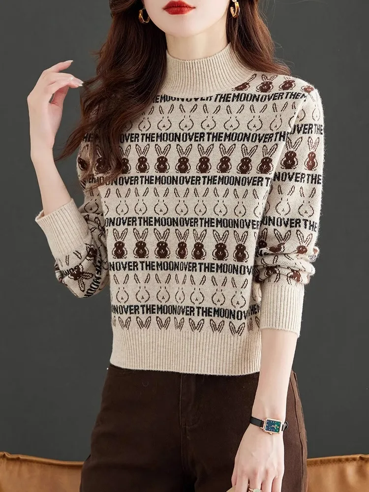 

Модный свободный свитер с высокой талией для маленьких женщин, осень-зима, новый вязаный топ, теплый термобелье