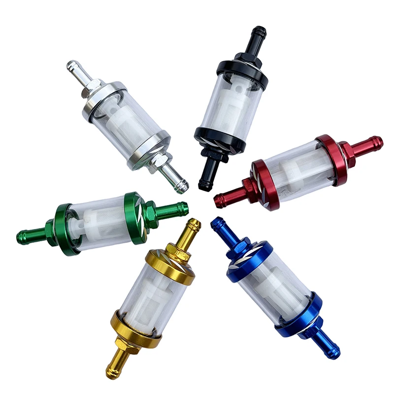 8mm CNC Aluminum Alloy Glass Gas Fuel Gasoline Oil Filter For KTM Yamaha ATV 125/140/150/160cc CRF70 90 110 TTR100 110 KLX65