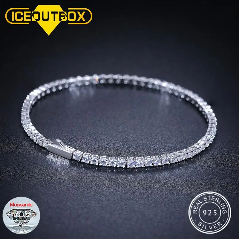 2mm 6/7/8/9 inch D VVS Moissanite Chain Tennis Bracelets For Women Girls Friend Jewelry  925 Sterling Silver Passed Diamond Test