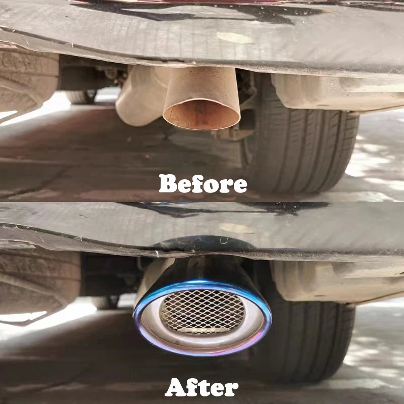 

Для Toyota Hiace 200 2005-2018 Стайлинг автомобиля #304 нержавеющая сталь задний глушитель выхлопной трубы наконечник трубки Синий Серебряный Цвет аксессуары