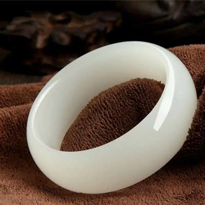 Natural White Hand Carved 70mm Large Widened and Thickened Jade Bracelet Arm Bracelet Fashion  Men's and Women's Large Bracelet