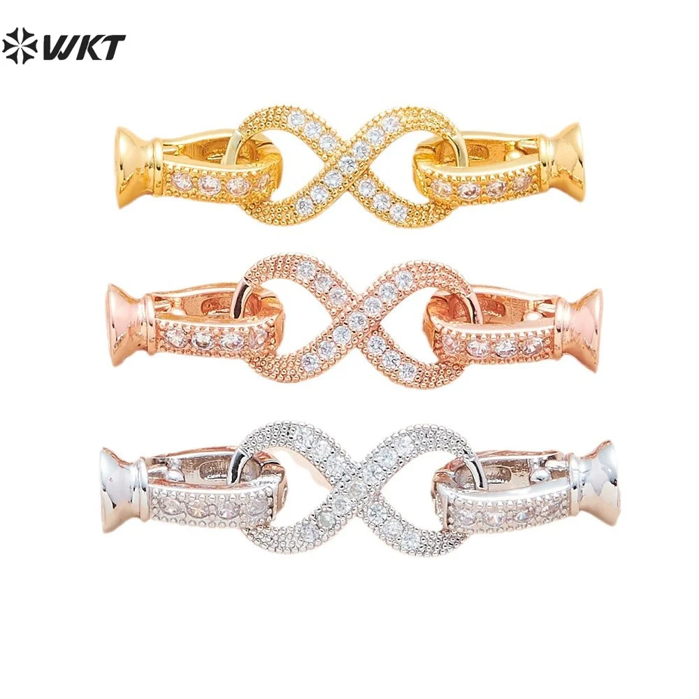 WT-JFE126 Hot DIY Metal Jewelry Findings Double Clasps Electroplated Connector Necklace Clasps With Gold Silver Color