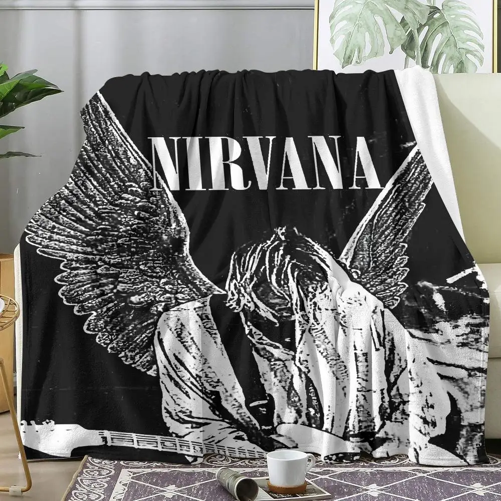 Legendary Rock Band N-Nirvana Throw Soft Flannel Throw Summer Blanket Lightweight Cozy Nap Blanket for Sofa Bed Travel