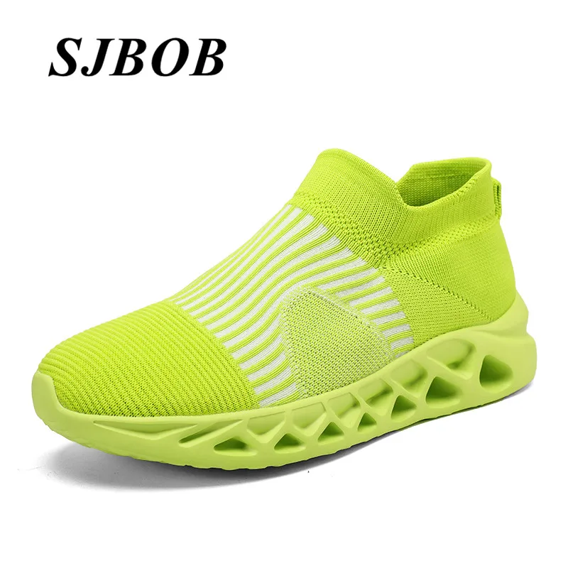 

Green Knit Running Shoes Men Fashion Light Comfort Women Socks Shoes Non-Slip Outdoor Training Sneakers Unisex Zapatos De Hombre