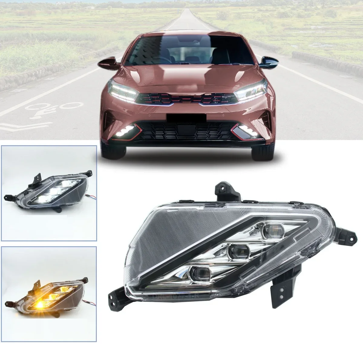 

LED Front Bumper Daytime Running Light Day Light Fog Light Turn Signal for Kia KA K3 Cerato Forte 2021 2022