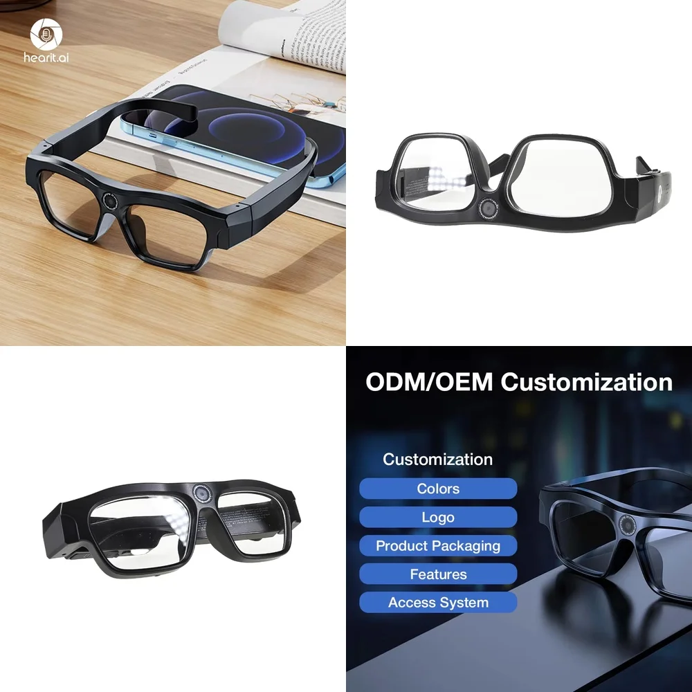 High Tech 4K Ultra HD Smart Wearable Headset with ChatGPT Support for BLE Enabled Camera Glasses with Music for Active