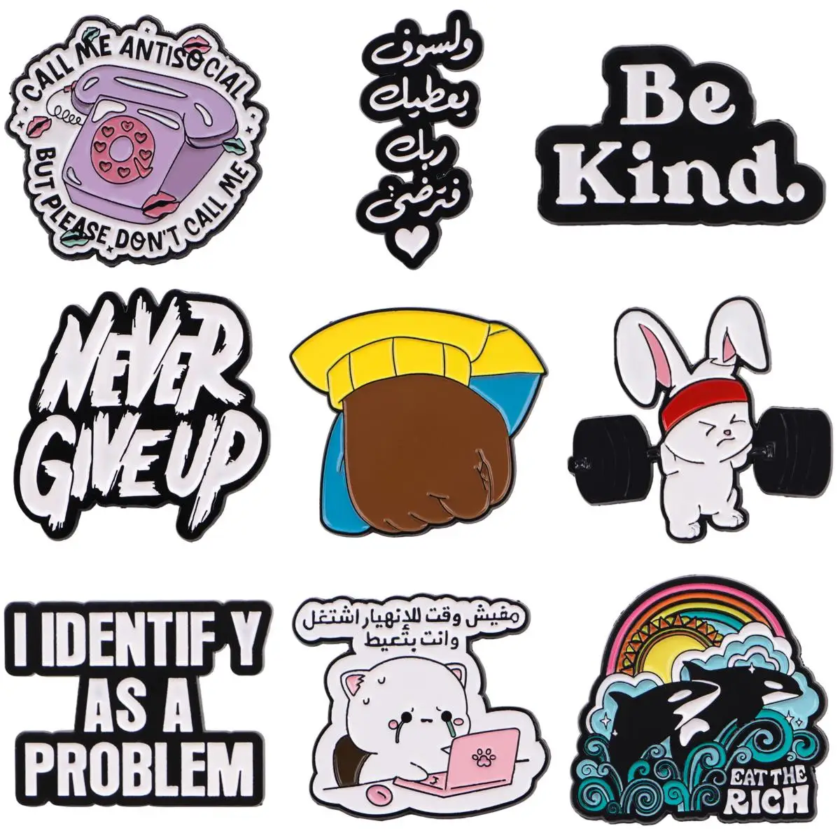 Pin esmaltado con citas árabes, broche de ballena de dibujos animados para abrigo, broches para mujer, insignias de solapa a la moda, regalo de joyería para amigos