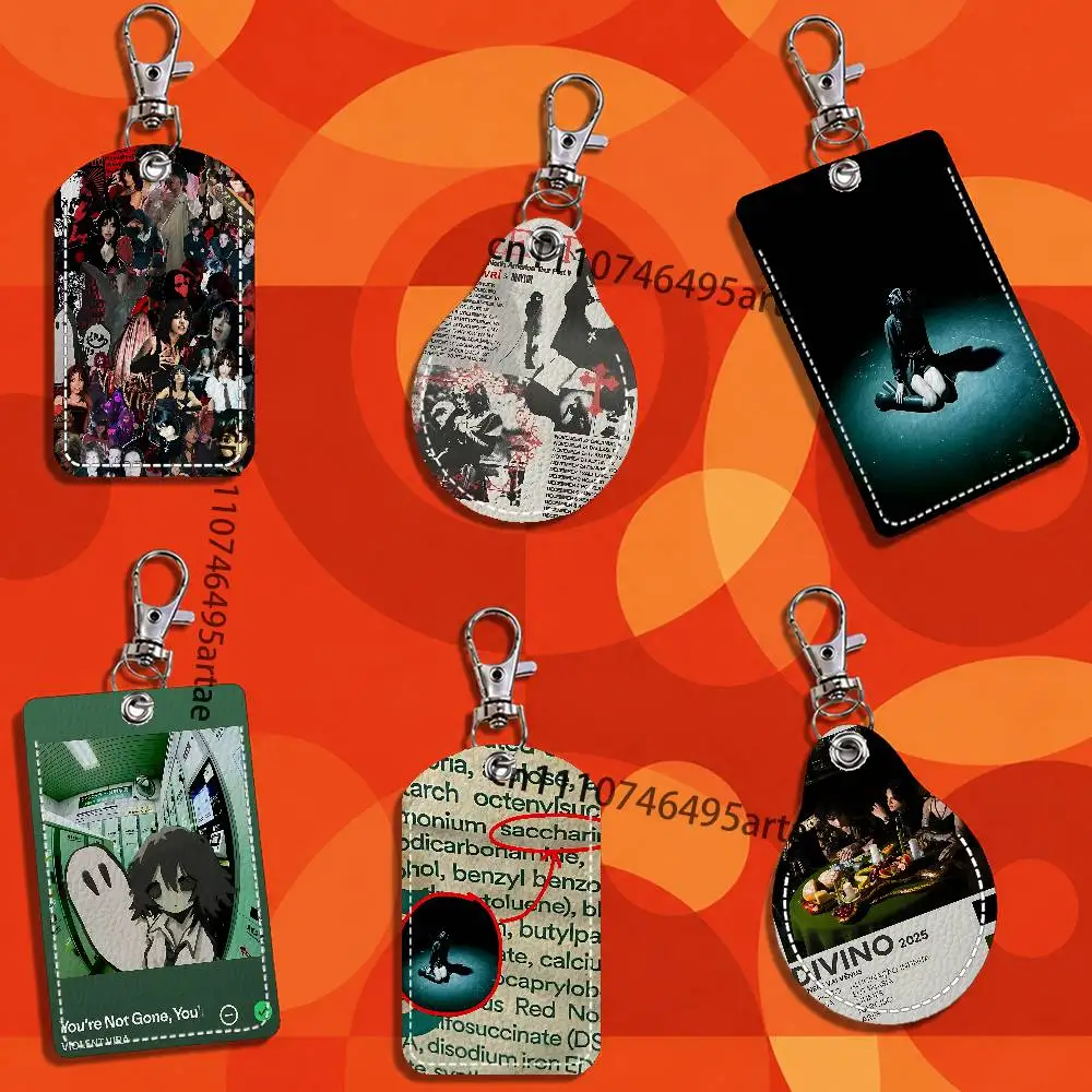 V-Violent Vira Band Card Case Leather Card Holder Keychain Key Ring Transportation Card Case With Lanyard