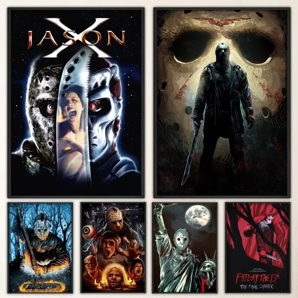 Jason V-Voorhees Horror Poster Prints Poster Wall Painting Bedroom Living Room Wall Bar Restaurant Sticker Small