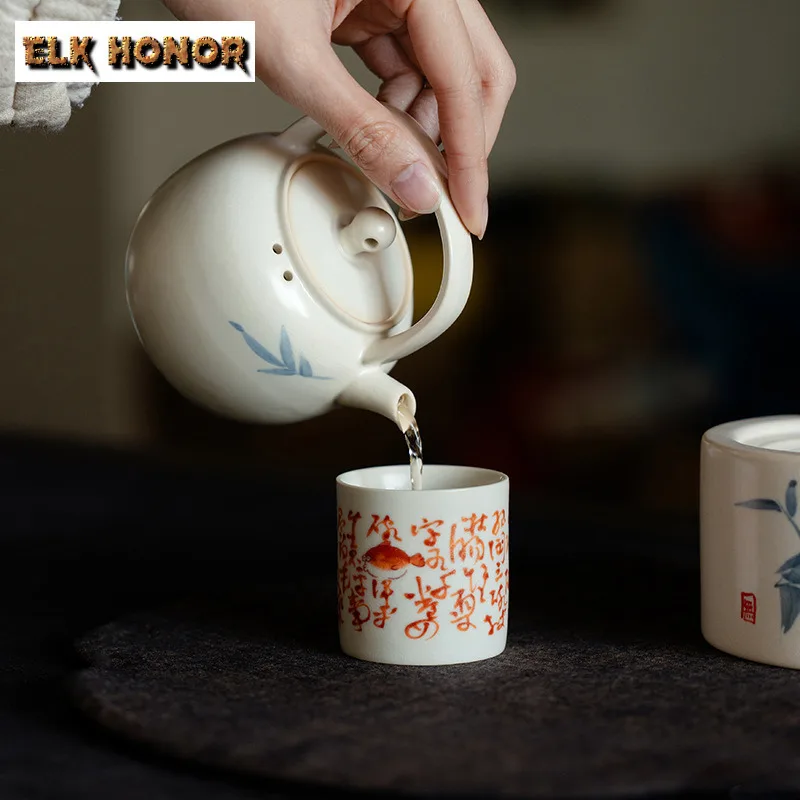 Soda Glazed Pure Hand-painted Bamboo Tea Warmer Holder Alcohol Burner Stove Kettle Stand Boiling Water Carbon Furnace Teaware