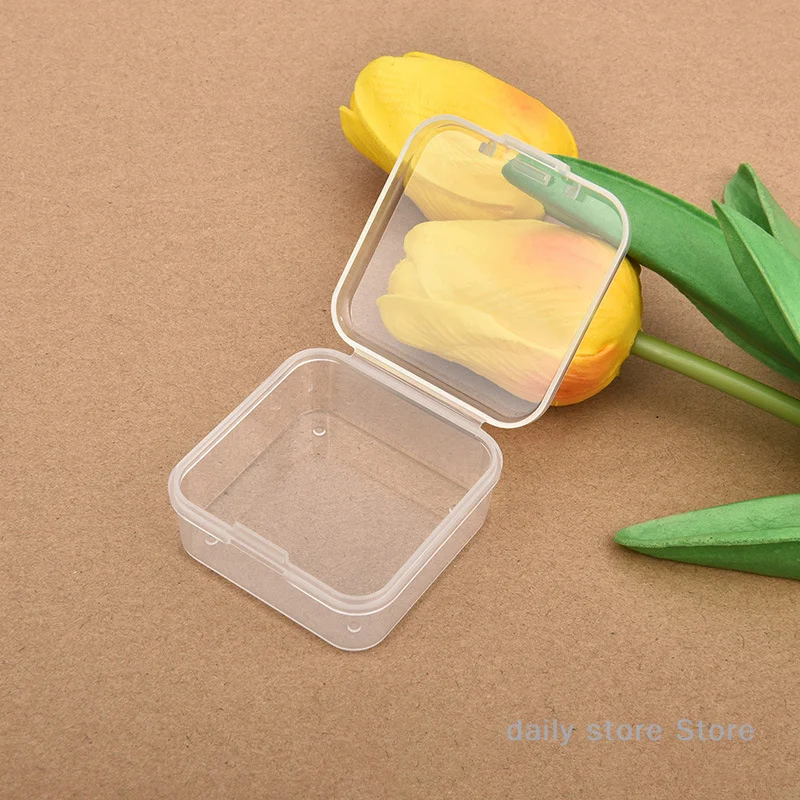 5Pcs Mini Plastic Storage Box Transparent Jewelry Storage Case Earrings Rings Boxes Small Items Storage Container