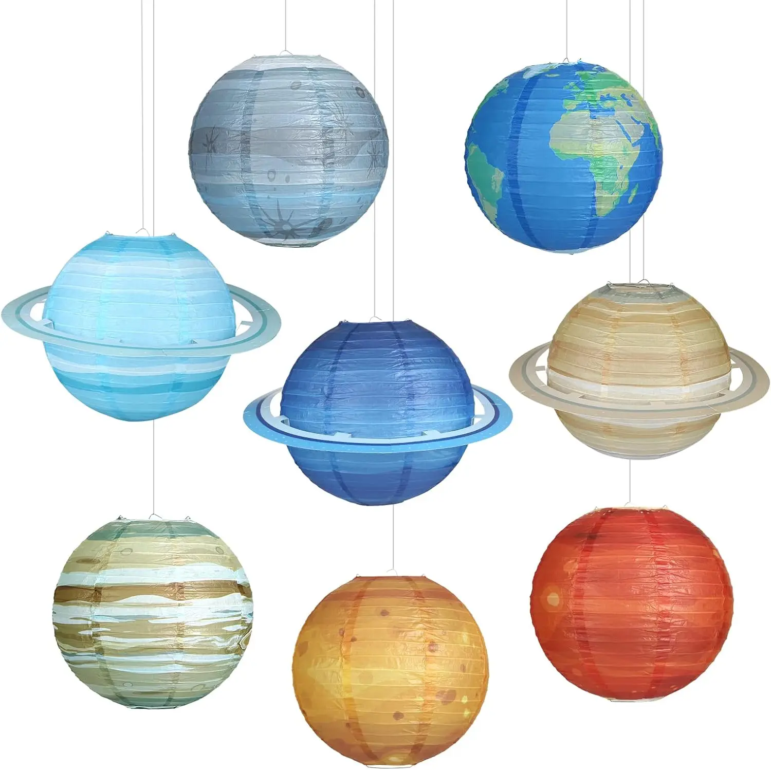 

8 PCS Planet Paper Lanterns Outer Space Solar System Planets Lantern for Kids Space Theme Party Birthday Room Decorations