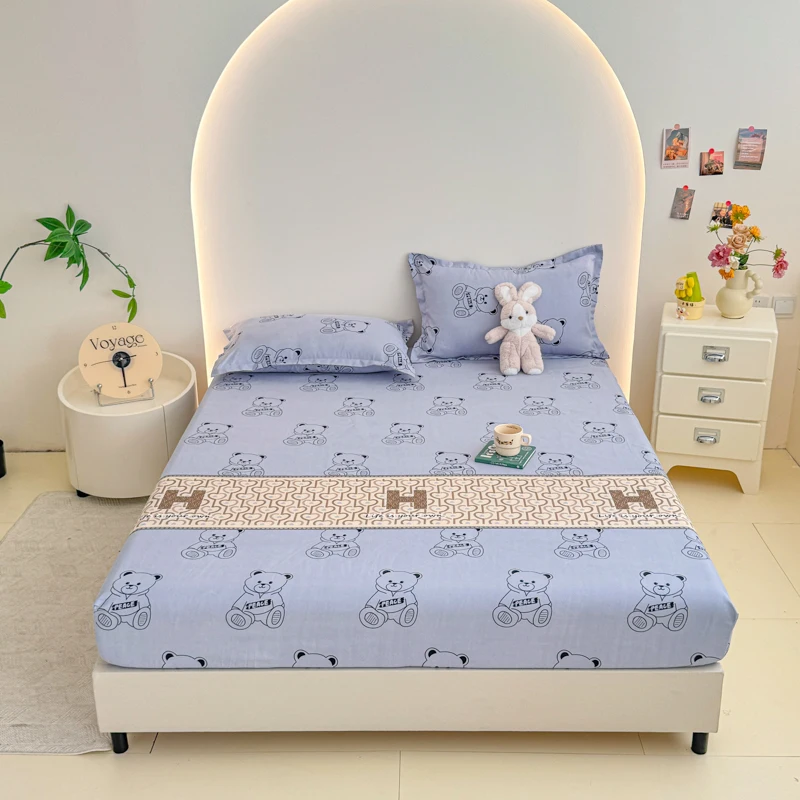 Sheet With Elastic Band 200X220 Queen Sheet Set Mattress Cover Non-Slip Bed Sheet Fitted Sheet Bedsheet With Pillowcase Double