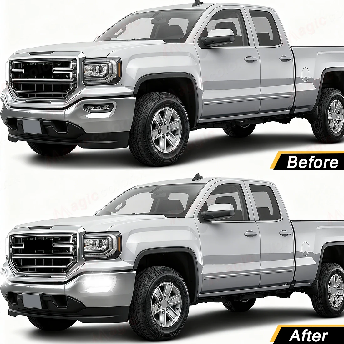 DLAA مصابيح الضباب لجي إم سي سييرا 1500 2016 2017 2018 LED سيارة FDRL النهار تشغيل أضواء ront الوفير المصابيح الأمامية الأبيض أضواء النهار 12 فولت #6