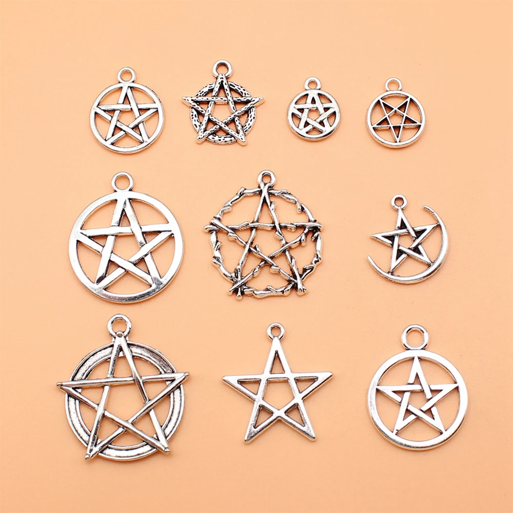 10pcs/set Pentagram Charms For Jewelry Making Pendant Diy Crafts Accessories L10279