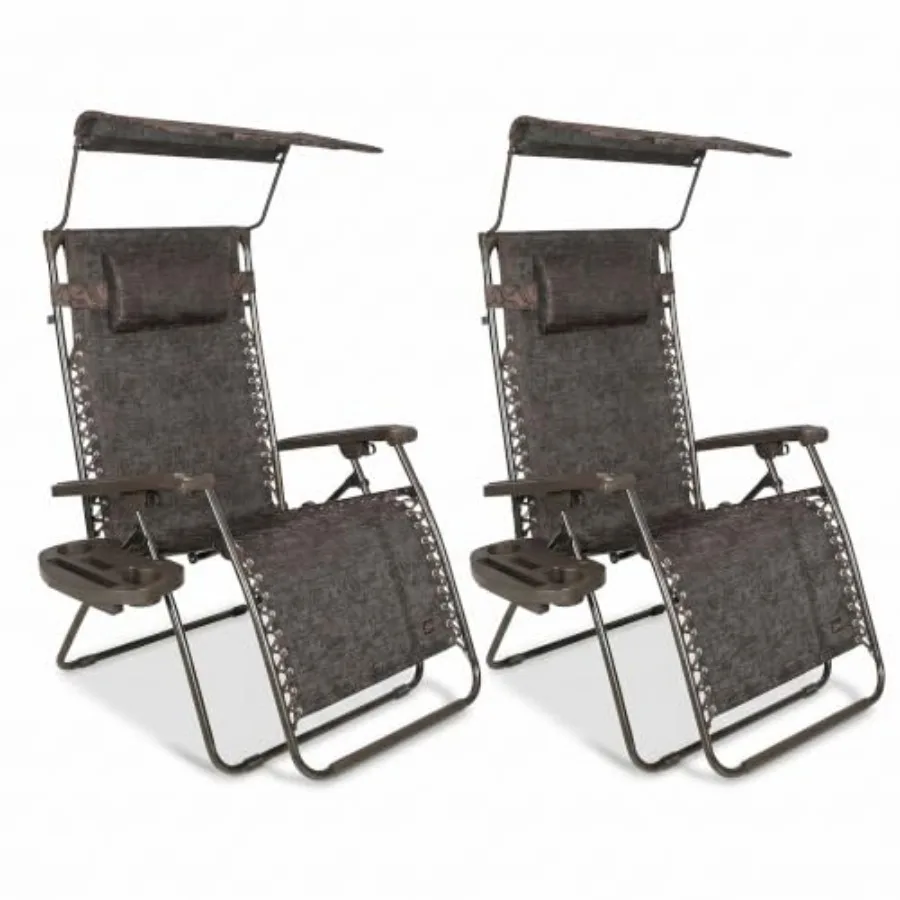 Outdoor lounge chair set of 2, 33 wide XXL zero gravity design, aluminum frame, black, foldable and weather-resistant