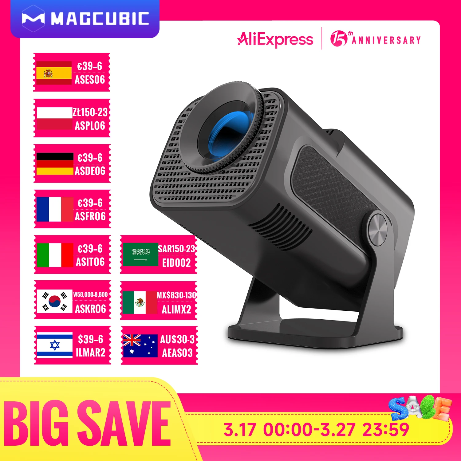 Magcubic HY320 Mini Newly Native 720P Android 11 4K Projector 300ANSI Wifi6 BT5.0 Cinema Outdoor Portable 180° Rotable Projector