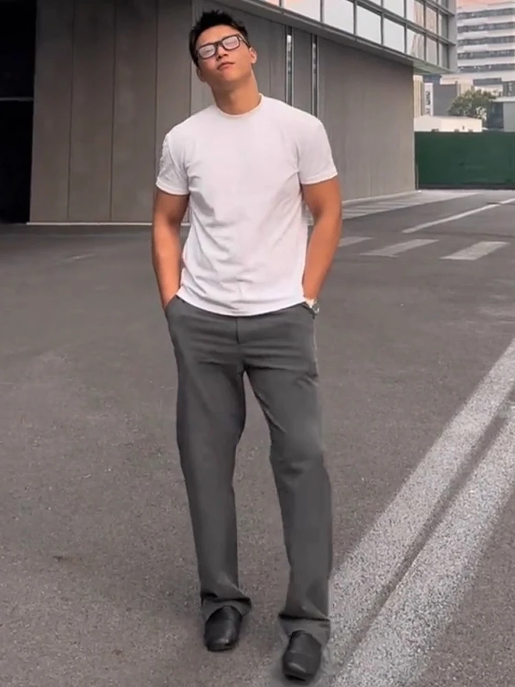 

Мужские осенние прямые брюки с высокой талией Cleanfit ey, драпировка для похудения, длинные брюки в американском стиле Sle West P...