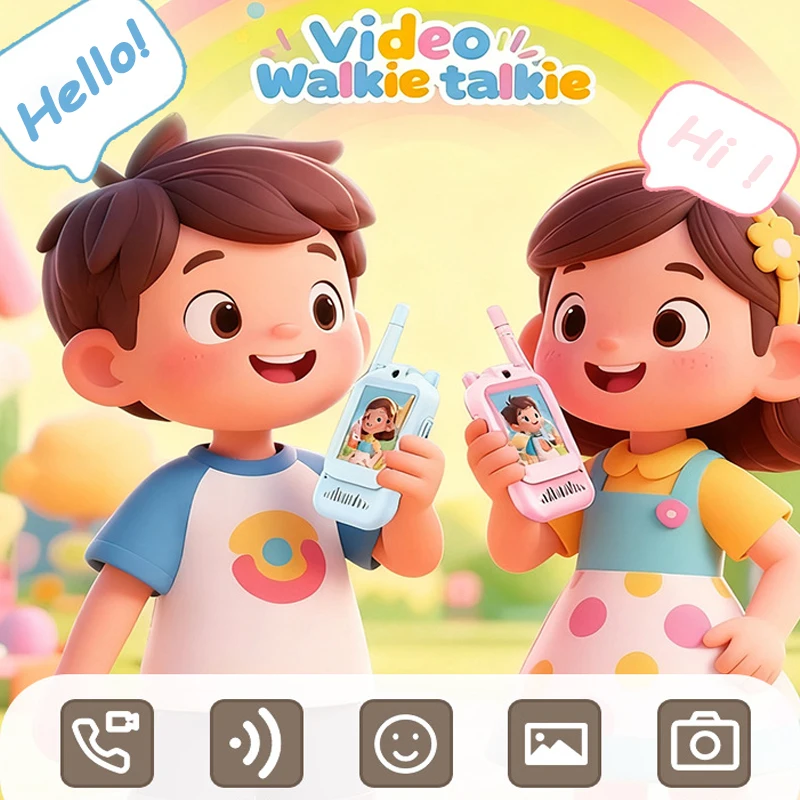 

Детская видео рация, набор из 2 предметов, перезаряжаемый 2-дюймовый экран высокой четкости, вызов в один клик, мультяшный домофон, подарок