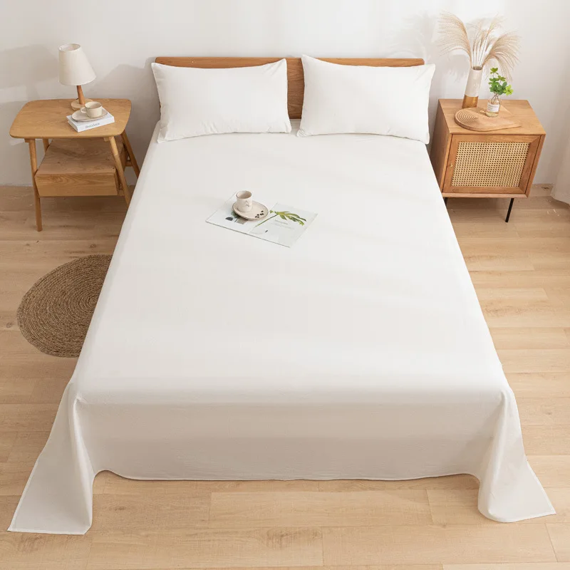 

100% Cotton Bed Home Textile Linen Bedsheets White Double Sheet Twin Size Bedding Single Solid Color Bed Linen Queen Size Sheet