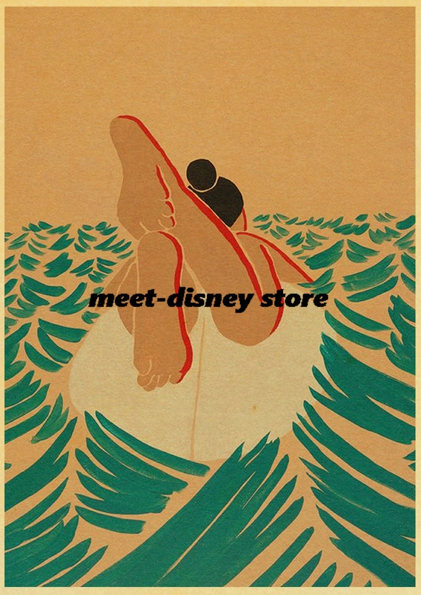 Poster Abstract Beach Man Girl Sur Print Laptop Streetwear Funny Casual Creative Waterproof Kraft Paper Aesthetic Posters